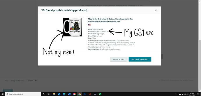 Hijacked UPC codes can't create new listings