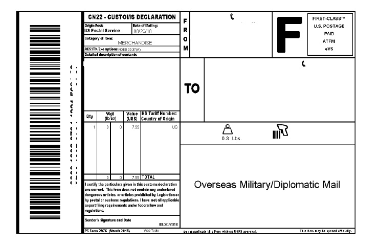 apo label and customs