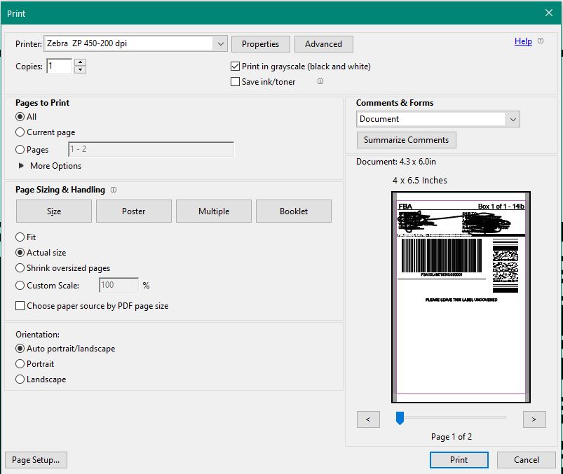 zebra printer printing sideways