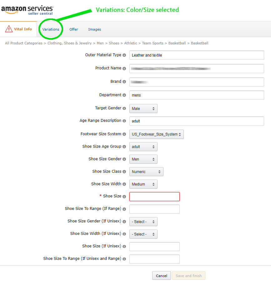 New Shoe Size Requirements - Listing question